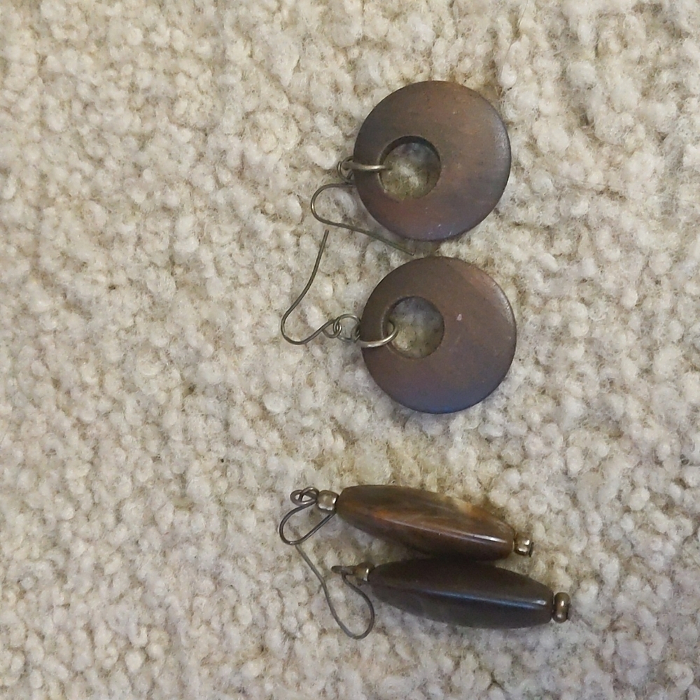 Wooden Dangly Earring Bundle of Two